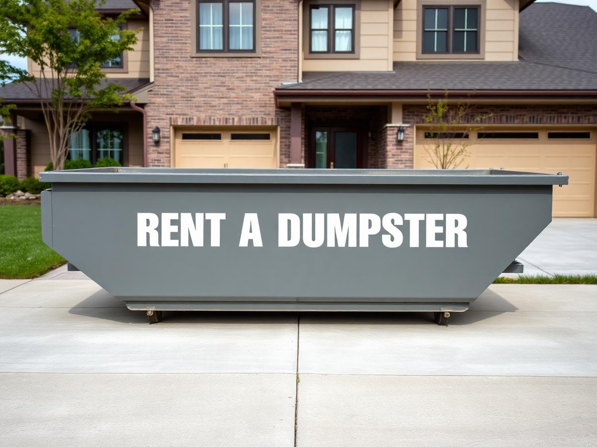 Dumpster truck delivering on site