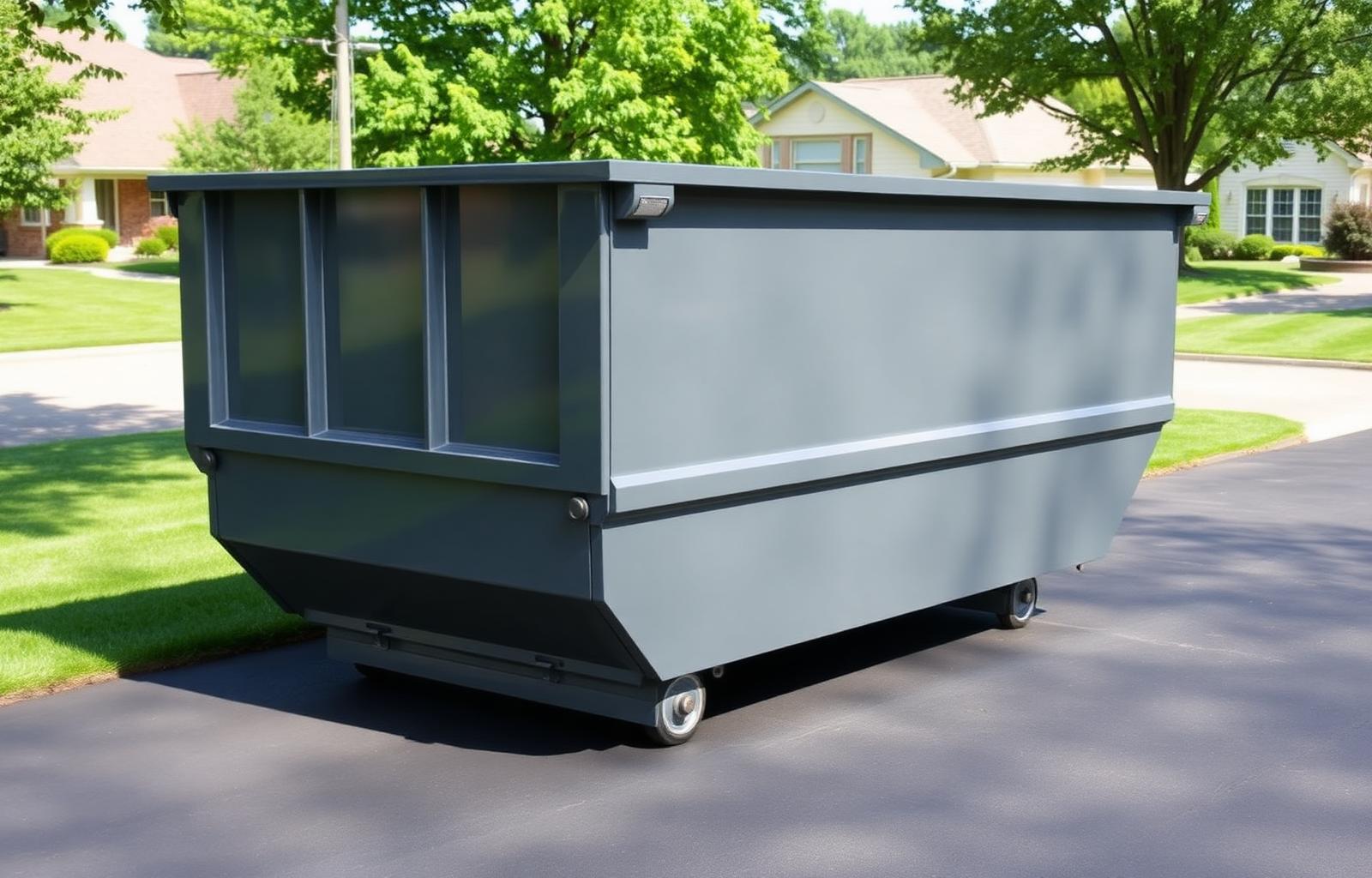 Roll-off dumpster on a Columbus driveway